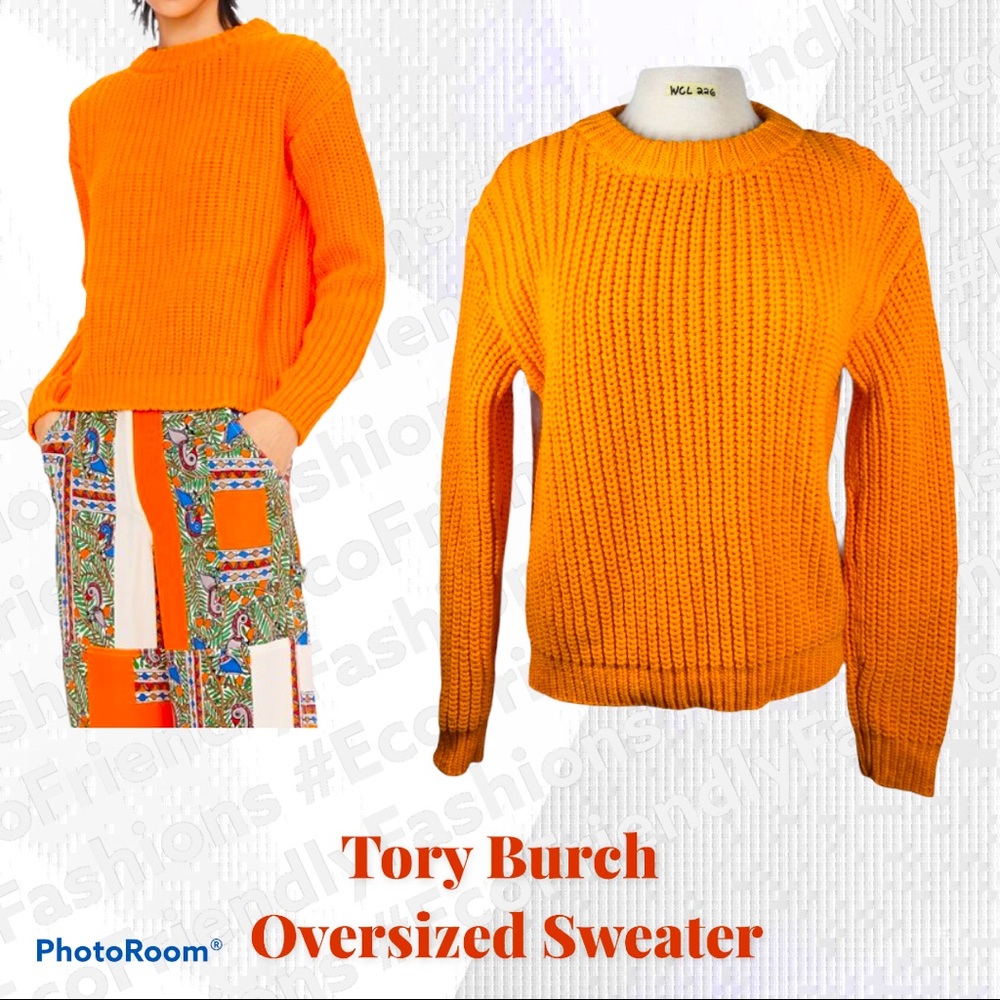 Tory Burch Women's Orange Oversized Sweater Sz XS